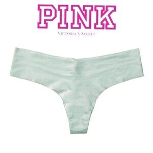 𝅺PINK Victoria's Secret No- Show Thong Blue Glass Shine Panty Size M